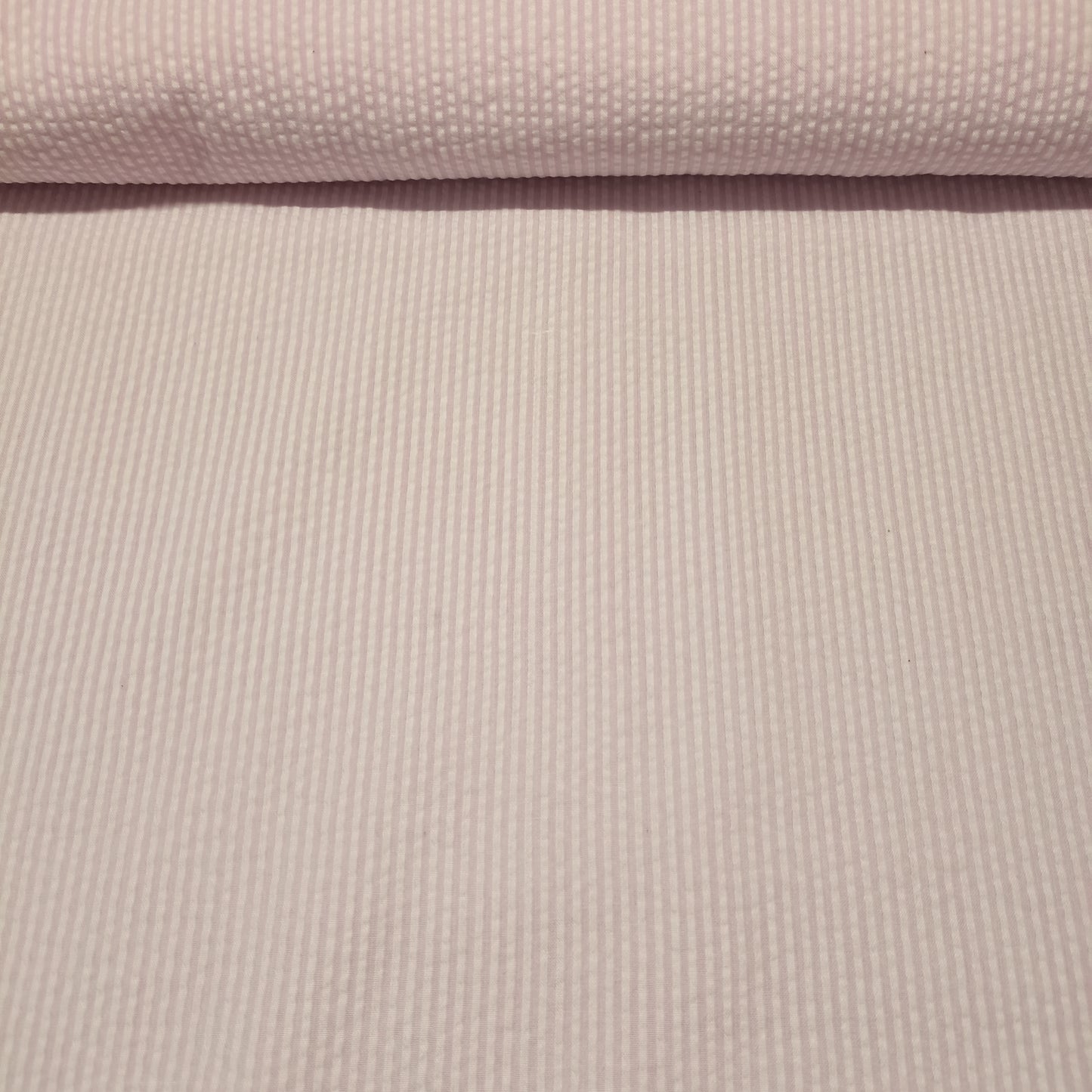 Katoen seersucker roze/wit