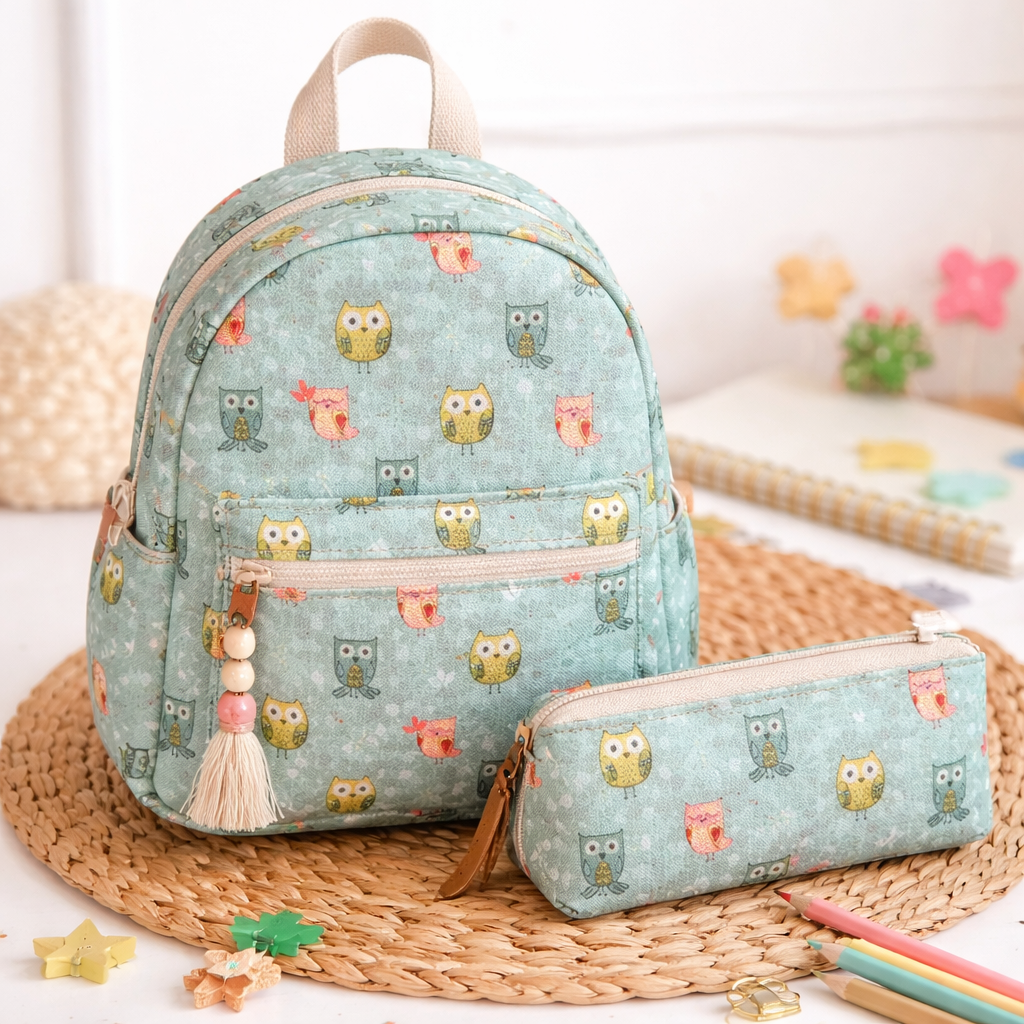 katoen vogels op grijsgroene achtergrond