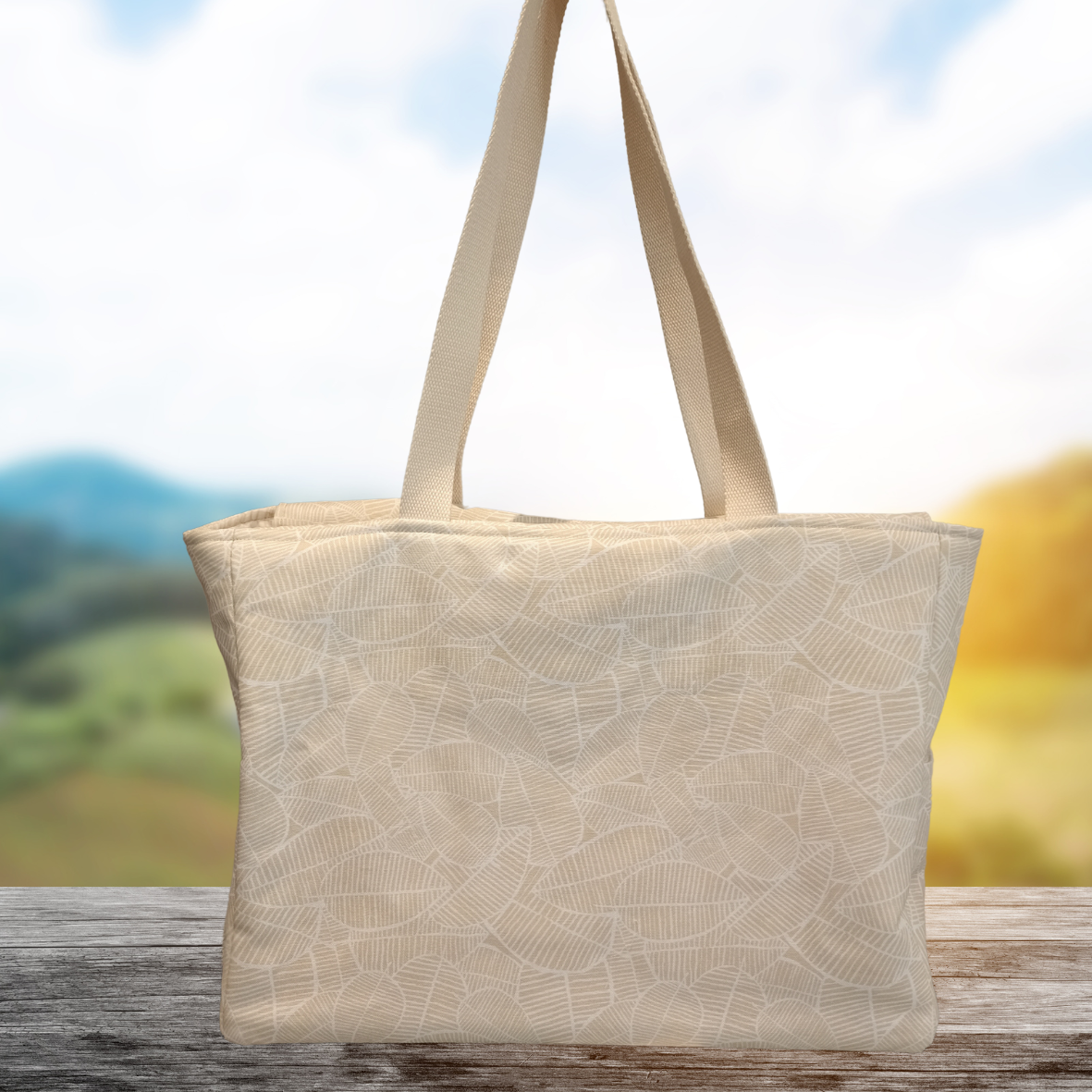 canvas bladeren ecru