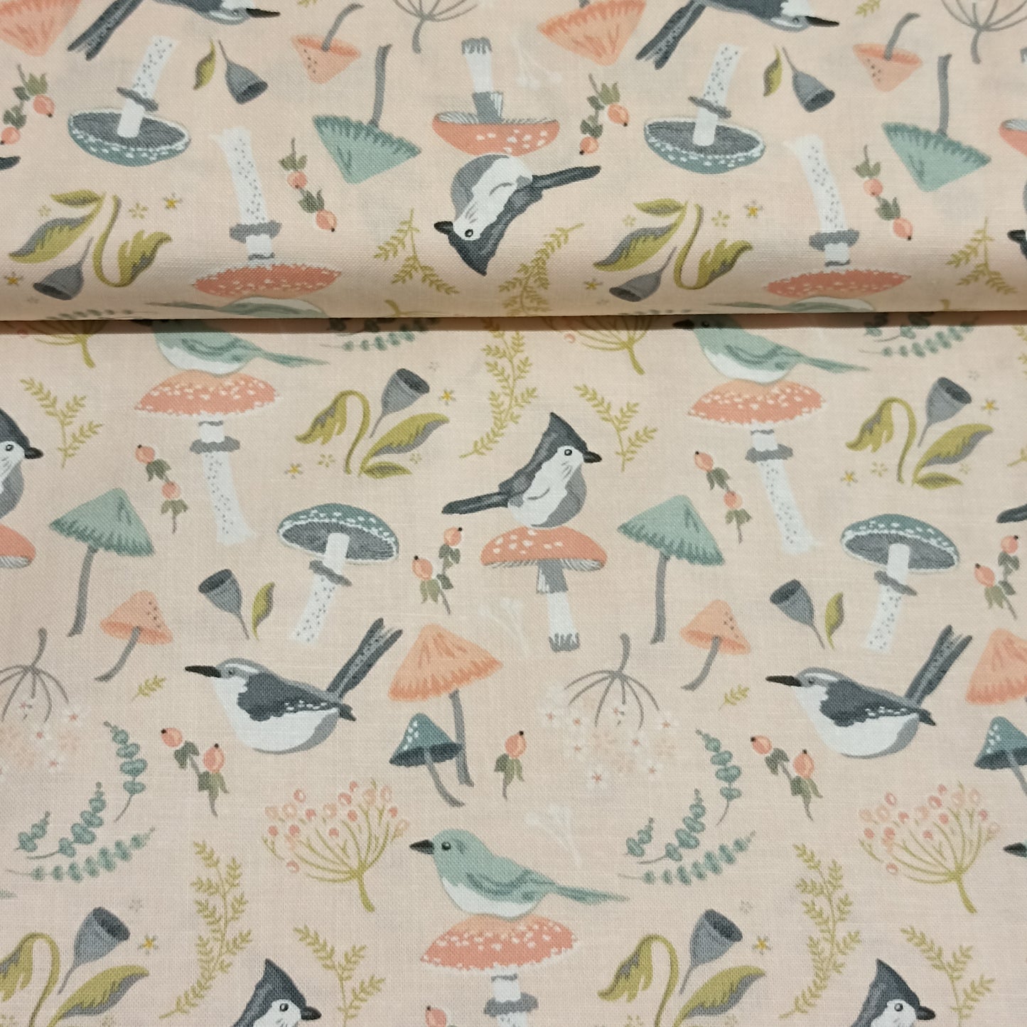 katoen vogels op paddestoelen