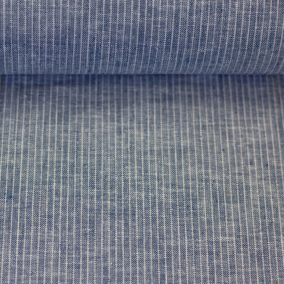 linnenkatoen jeansblauw witte streep