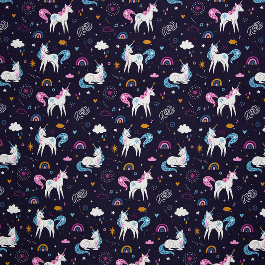 katoen eenhoorns op paarse achtergrond