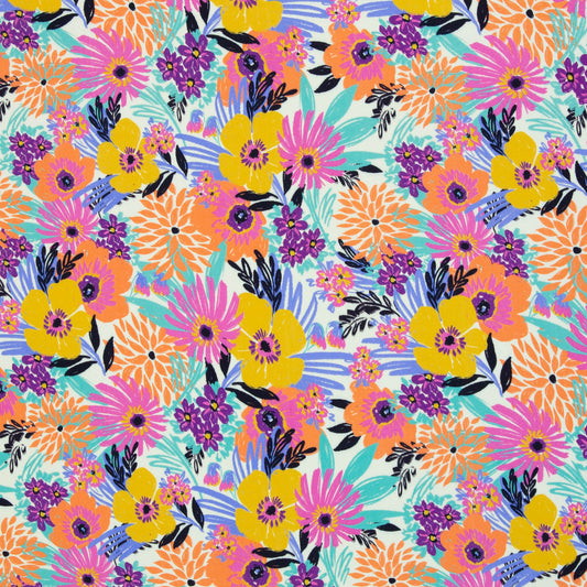 Viscose bloemen ecru achtergrond