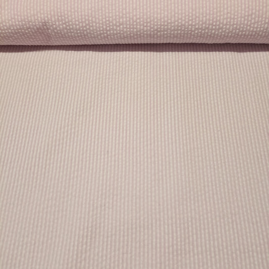 Katoen seersucker roze/wit