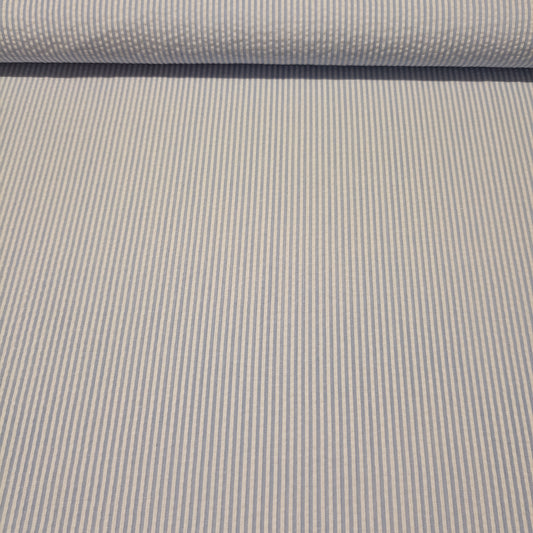 Katoen seersucker blauw/wit