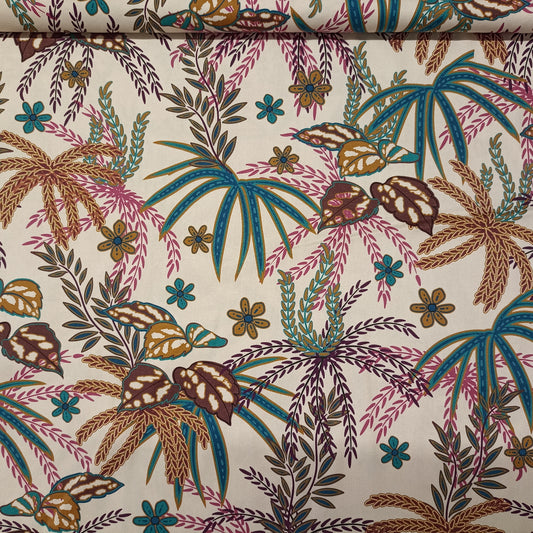 Katoen bloemenpracht ecru achtergrond