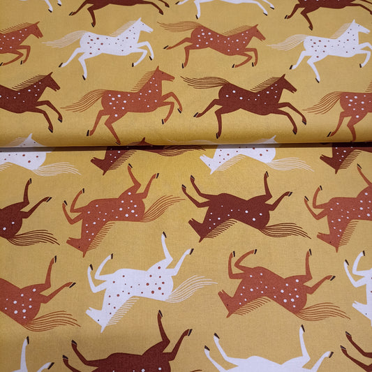 katoen paardjes op gele achtergrond