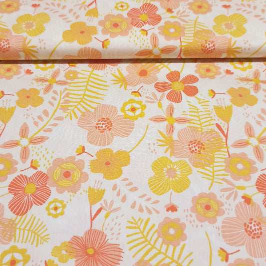 katoen oranje bloemen