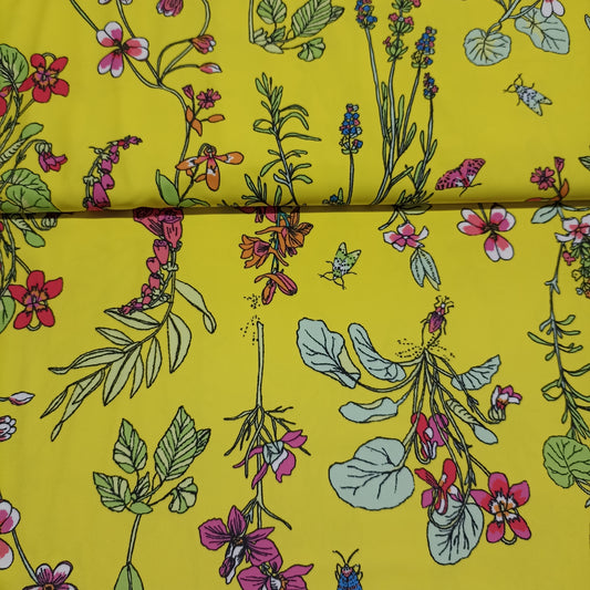 lycra bloemen op geel