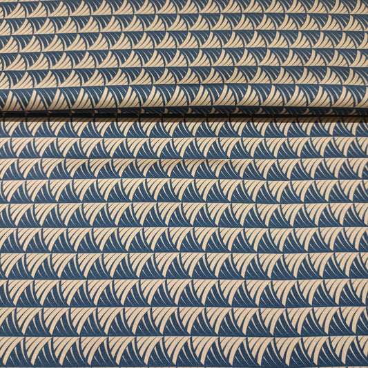 polyester grafisch blauw/ecru