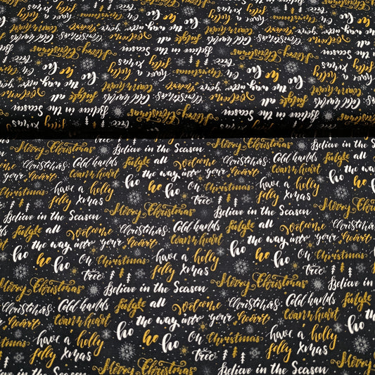 katoen kerst zwart merry christmas