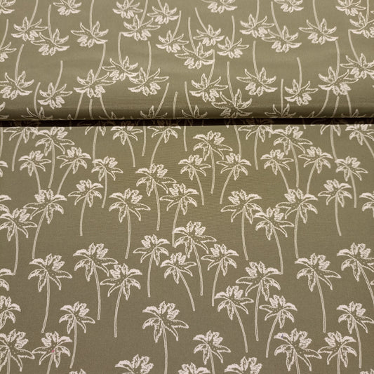 zwembroekenstof palmbomen op mosgroene achtergrond