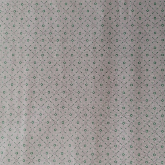 katoen poppie groen patroon op wit